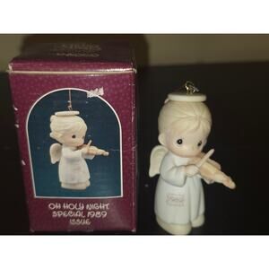 Precious Moments Oh Holy Night Angel Violin Ornament 1989 Enesco Boxed